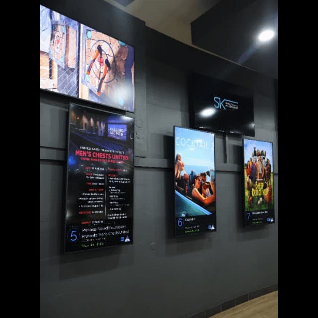 Event information displayed at the cinema entrance.